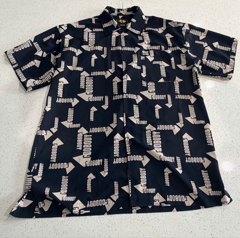 Godbody Mens Linen Button Down Short Sleeve Shirt Size L Casual